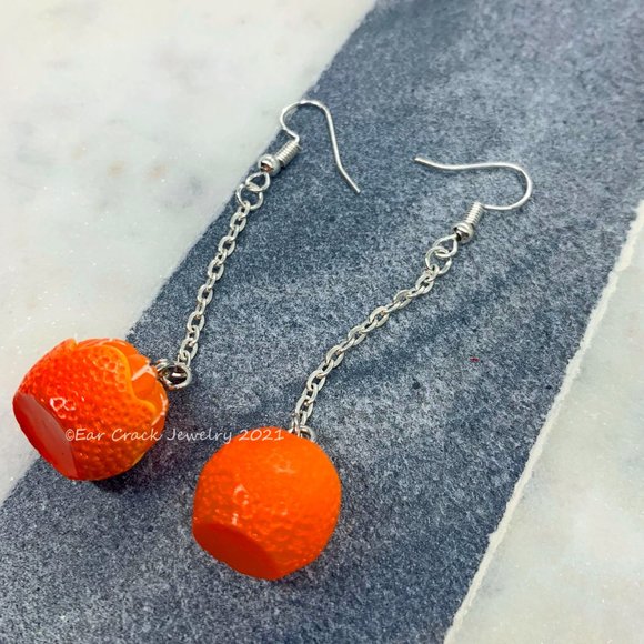Orange Fruit Dangle Earrings - Picture 5 of 8